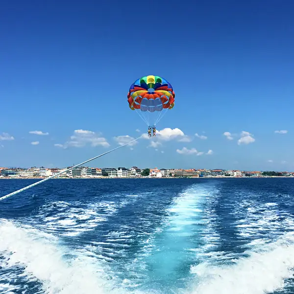 Colorful parasail above the Caribbean Sea